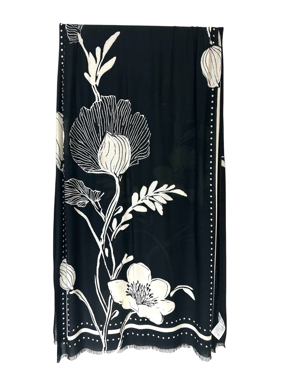 Chico’s Black And White Lorena Lines Oblong Scarf